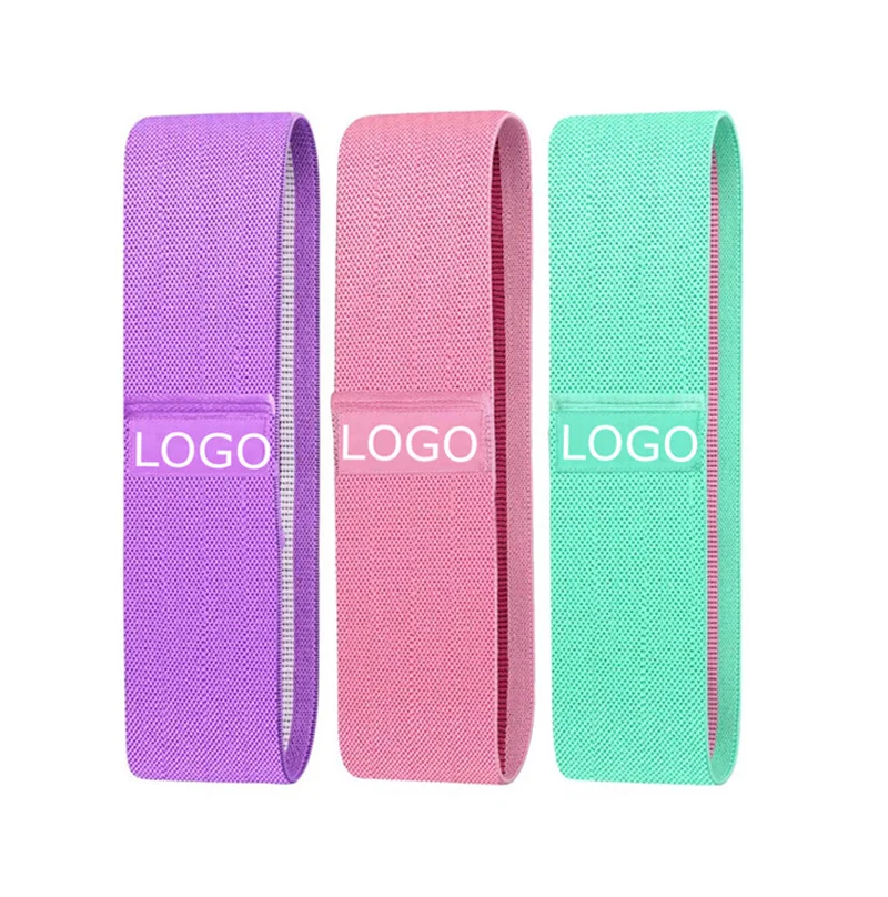 

Custom Brand Logo Elastic Fitness Rubber Bands For Gym Workout Resistance Bands Yoga Equipment Training Belt, Blue , pink , purple