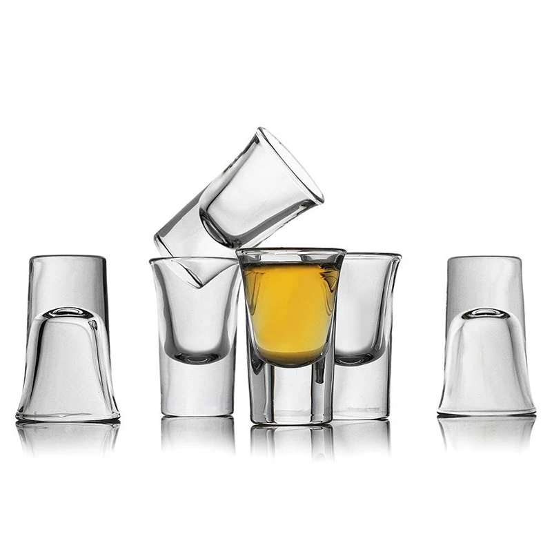 

Wholesales Customized Shot Glass Set of 6 Heavy Base Clear Shot Glass Great for Whisky Brandy Vodka Rum and Tequila Shot(0.9 OZ)