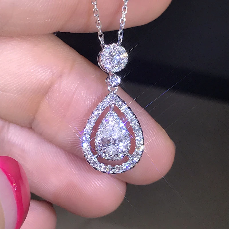 

GOLD&SILVER Island Silver Color Necklace Diamond Pendant for Women Wedding Bizuteria Topaz Gemstone Jewelry Pendant Necklaces