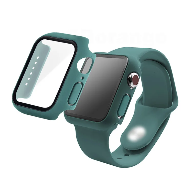 

Silicone replacement watch strap for iwatch 38mm 40mm 42mm 44mm High Quality 2 in 1 for apple watch band with case, 20 colors
