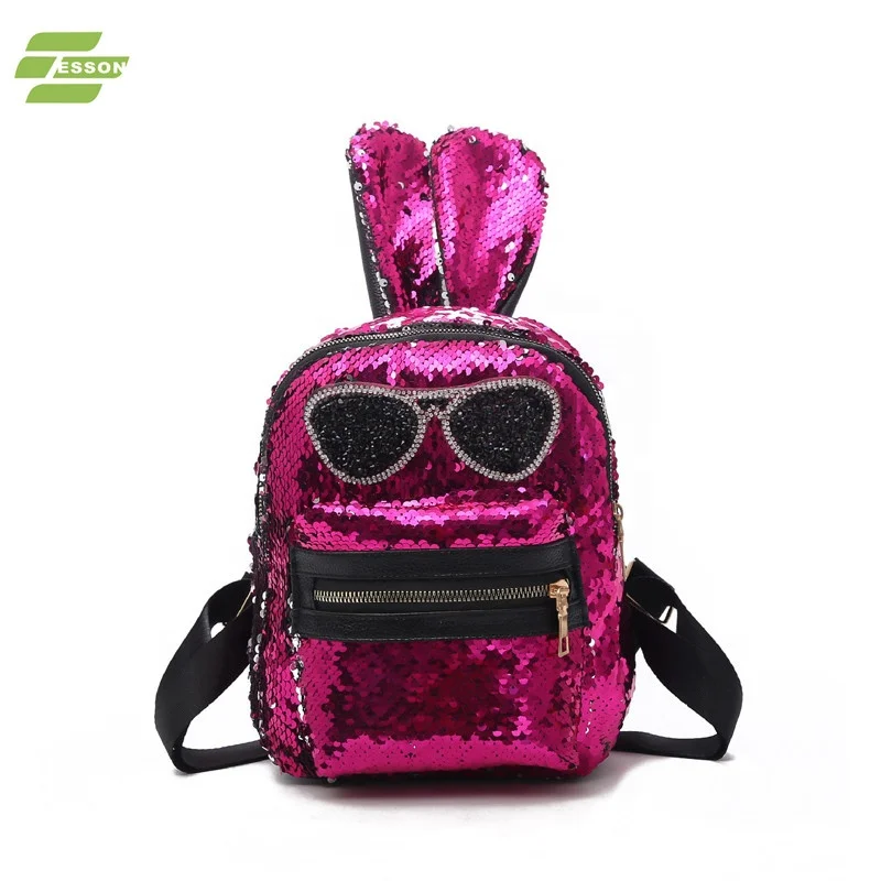 

Latest Design High Quality Mini Sequin Rabbit Ears Cute Kids Backpack, Multi color as picture