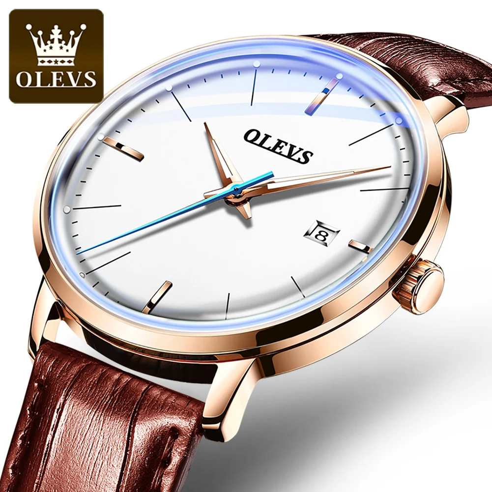 

OLEVS 6609 Customized Hot selling styles Classic fashion date Waterproof leather genuine automatic mechanical watch Men's Watch