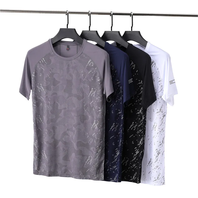 

Wholesale Top Quality Men Shorts Sleeve Workout Quick Dry Cool Fabric Top Reflective Strip Gym T Shirts for Men Sportwears