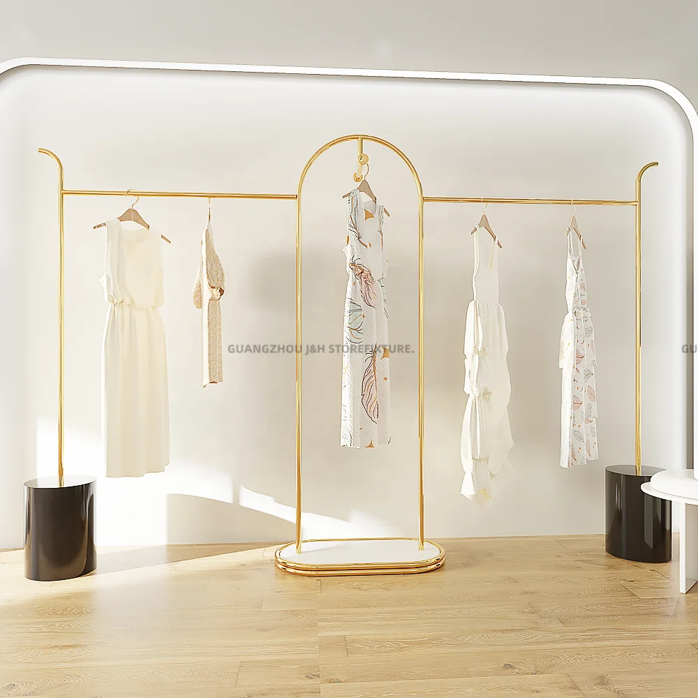 

Heavy Duty Gold Clothing Garment Rack Clothing Shoes Hanging Rack Display Dress Commercial Garment Rack Display Tables