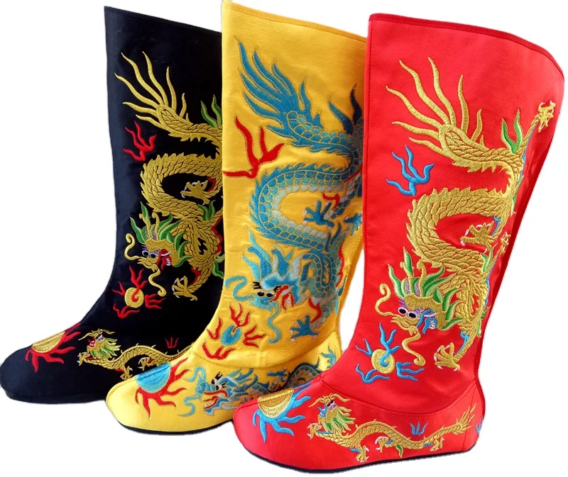 

Chinese traditional dragon Opera Boots film and television drama supplies Emperor Dragon Embroidery boots cosplay accessories