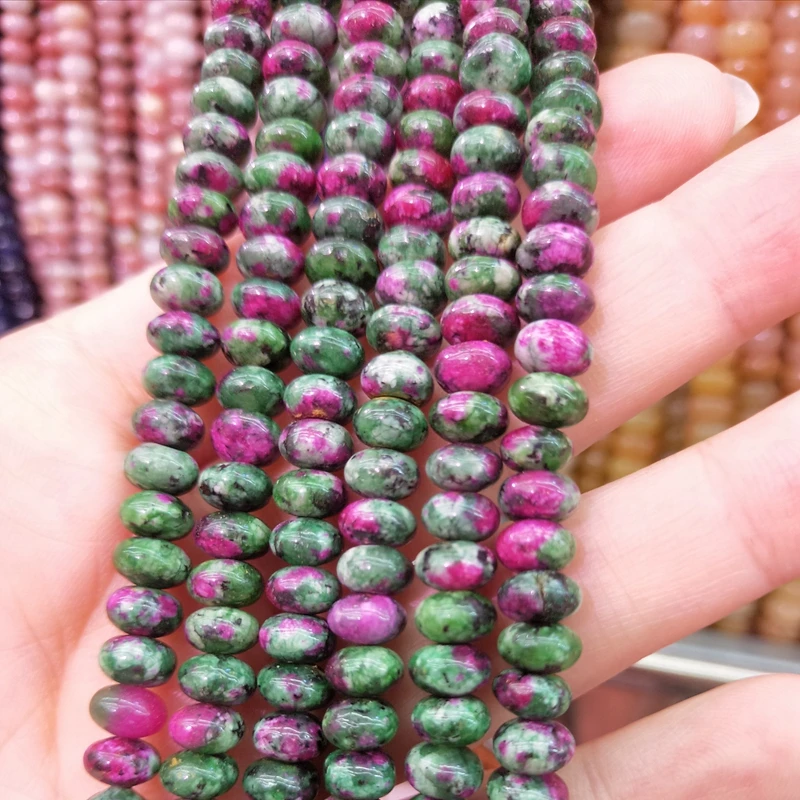 

Wholesale Loose Gem Stone Beads Natural Rondelle Color Jasper Jade Strands Disc Wheel Jewellery Women Necklace Jewelry Making, Color beads strands