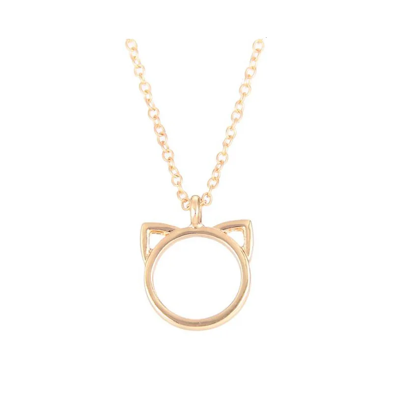 

Fashionable Design Gold Plated Cat Pendant Necklaces Hollow Animal Choker Necklace