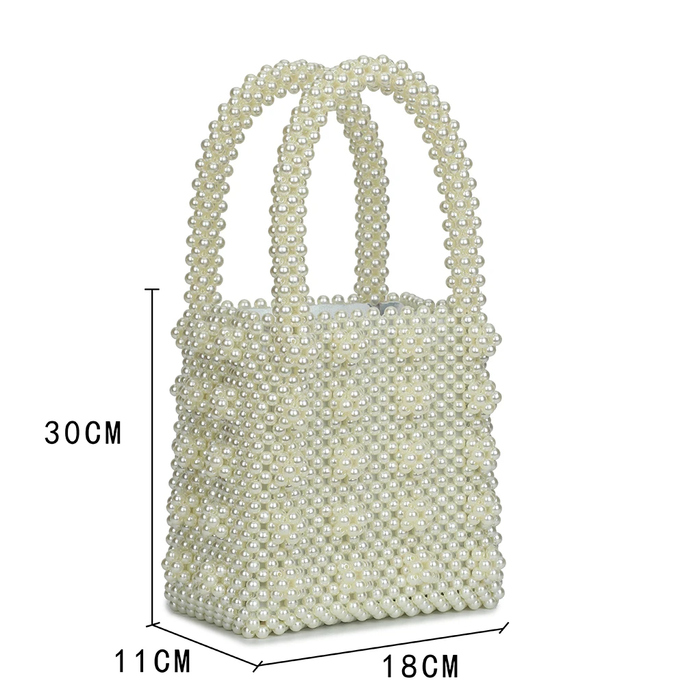 
Fashion Elegant Shrimps Cream Faux Pearl Bag Women Fashion Bag Ladies Handbag Beaded Evening Bag for Women 