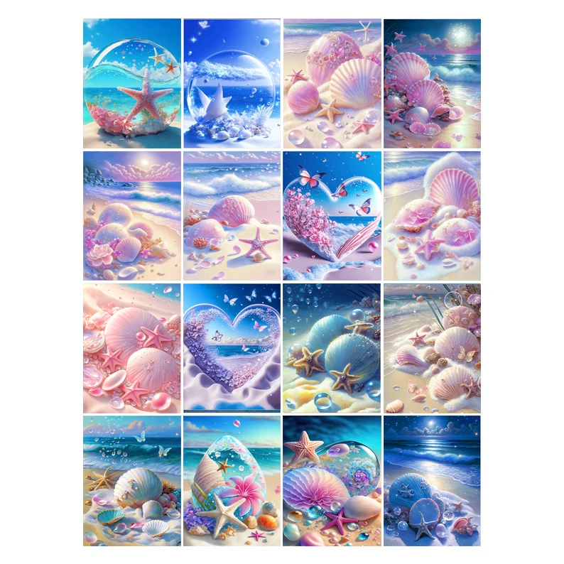 

Wholesale DIY Diamond Mosaic Fantasy Shell Seaside For Home Decor Full Drill 5D Diamond Painting Kits