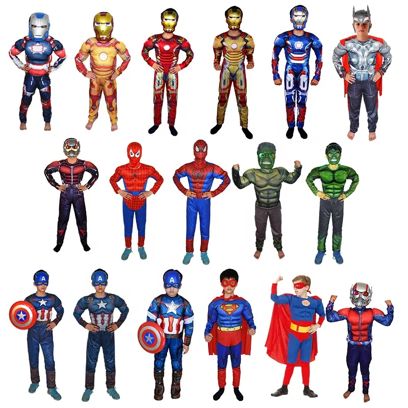 

Superhero Kids Muscle Spiderman Costume Child Cosplay Super Hero Halloween Costumes For Kids Boys Girls