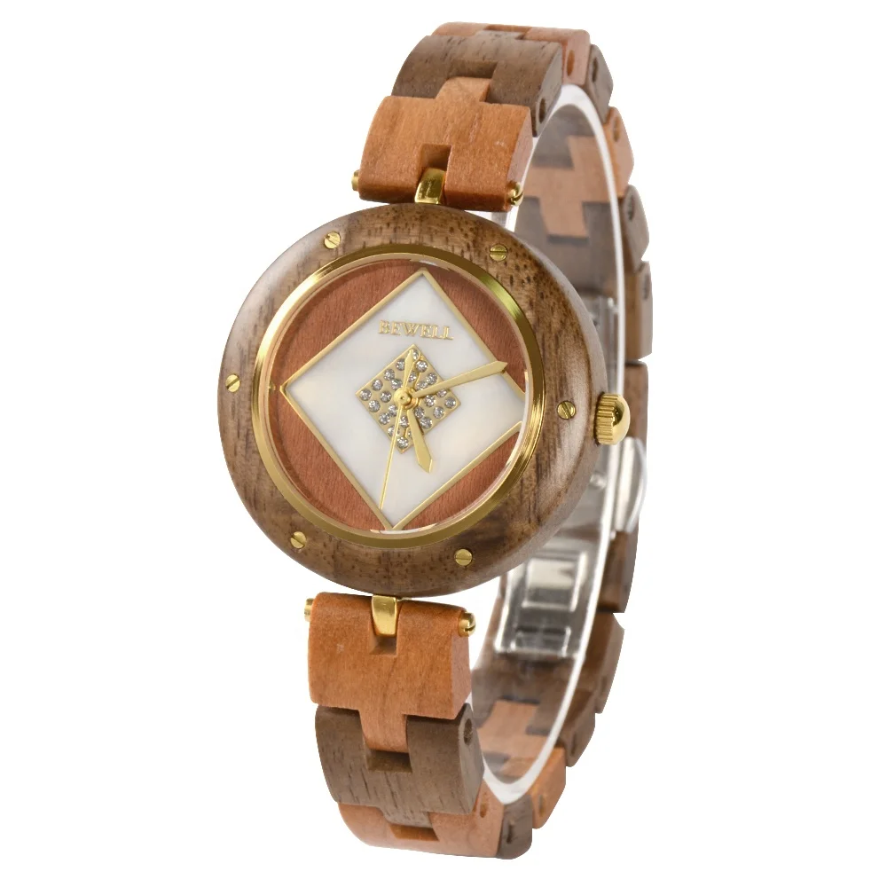 

Wholesale luxury natural wood grain women wristwatches original wood Japan quartz watch for lady's fashion ready to ship