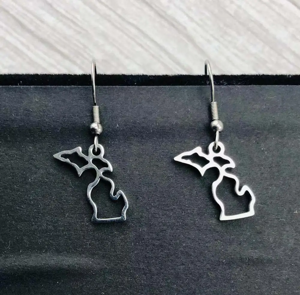 

stainless steel Michigan outline earring, As the picture show