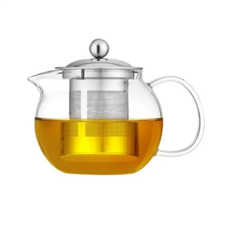 

Apple leaky glass teapot with stainless steel filter bubble, Clear