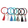 2019 Fashion Personalized Monogram Disc Key Ring Bracelet Leopard Sunflower Patterns Leather Bangle Keychain