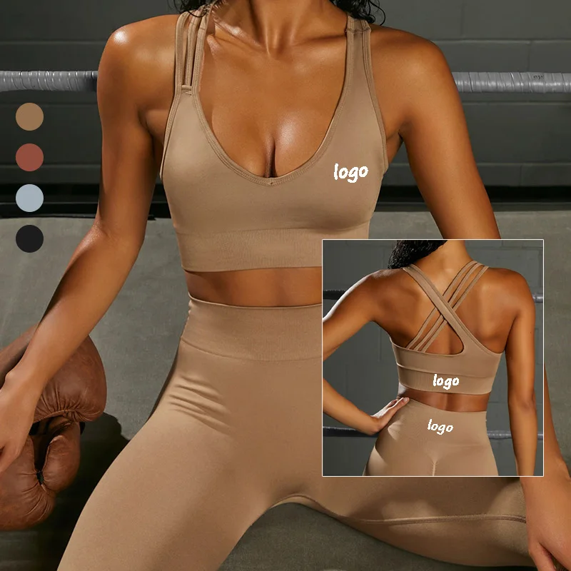 

Wholesale Custom Logo Gym Fitness Active Wear Workout Women Seamless Sports Bra And Butt Scrunch Leggings Yoga Seamless Set