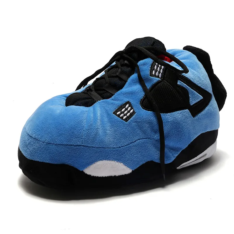 

Rubber Winter Men Women Blue Indoor Home Warm Fluffy Plush Sneakers Slippers