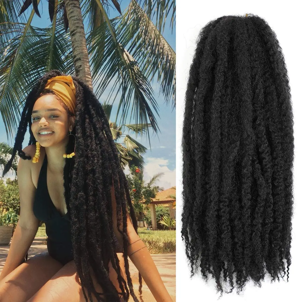 

Marley Braiding Hair for Twists Synthetic Fiber Afro Kinky Hair Marley Braid Hair Extensions, Black brown red pink purple