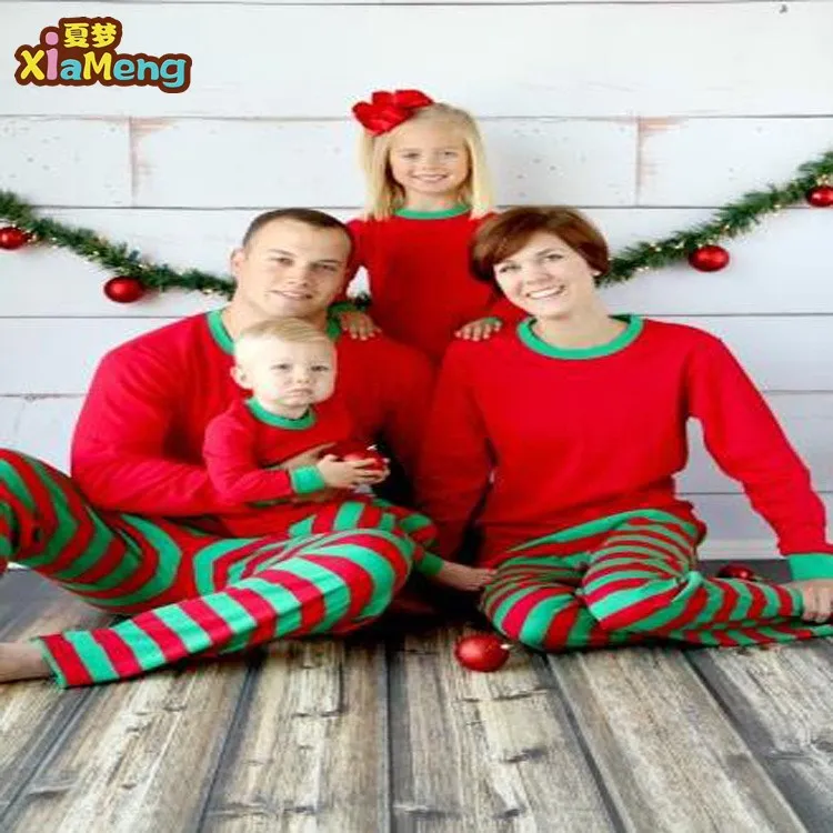 

100% cotton striped long sleeve striped christmas pajamas family matching 2018 trade assurance service, Picture