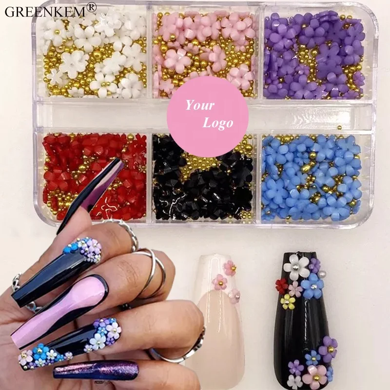

2022 Nail Art Flower Bead Pearl Design Kawaii 3D Charms Manicure Resin Nail Charms Acrylic Flowers Nail Art Charms