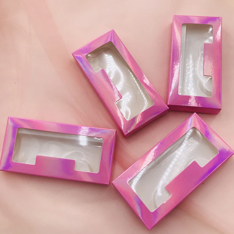 

New style eye lashes package pink holographic box 25mm 27mm mink lashes box empty box with tray, As pics show