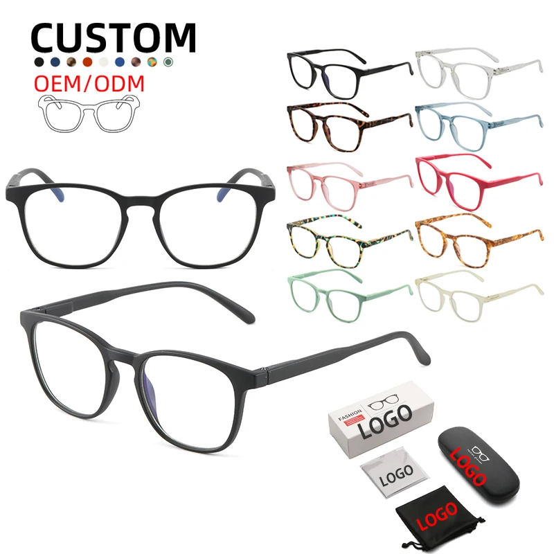 Wholesale Flexible Tr90 Round Custom Logo Computer Eyewear Anti Bluelight Gaming Eyeglasses Frames Blue Light Blocking Glasses