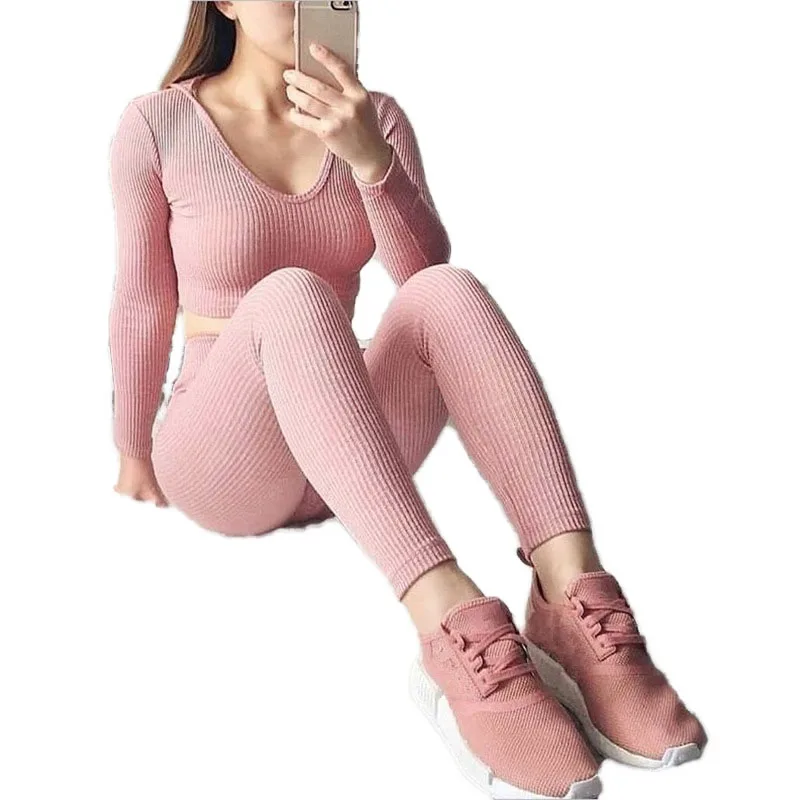 

Autumn Spring Two Piece Pants Set Solid Color Hoodies Pants Sets Legging Sport Outfits Casual Women Clothing, Shown
