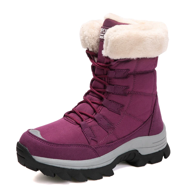 

2021 Winter non-slip and waterproof boots plush for the elderly flat-bottomed and flat-heeled boots to keep warm snow boots