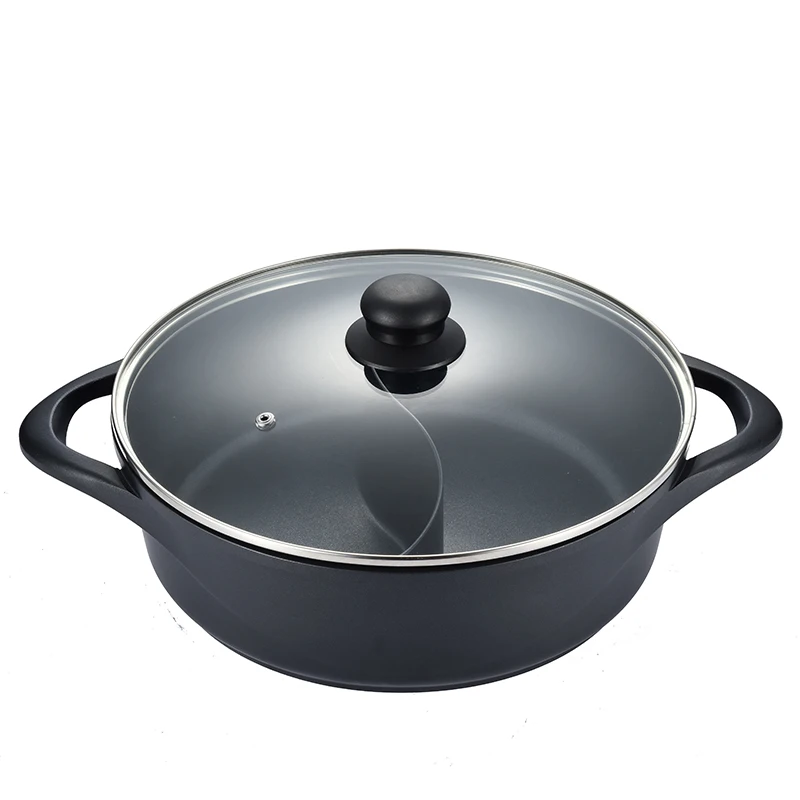 Aluminum Classic Black Induction Bottom Non-stick Shabu Hot Pot With ...