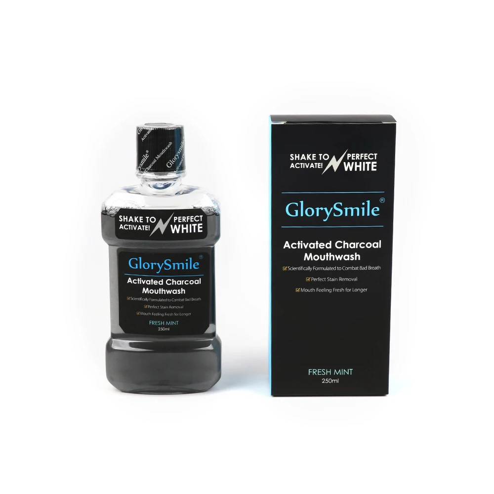 

2021 Professional Activated Carbon Mint 250ml Teeth Whitening Mouthwash Private Label, Black