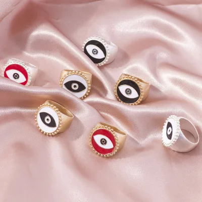 

Wholesale Exaggerated Enameled Shape Finger Jewelry Personalized Evil Charm Eyes Gold Rings For Man Women