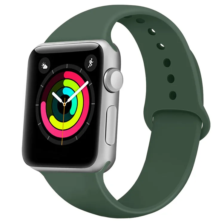 

For i watch 44mm designers wristbands rubber silicone smart iphone watch bands for apple watch series 6 strap, Black