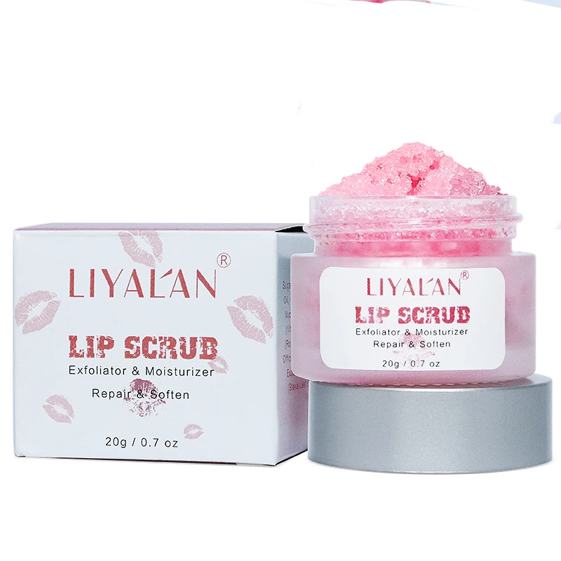 

Private label organic exfoliating sugar lip scrub, Pink/customized