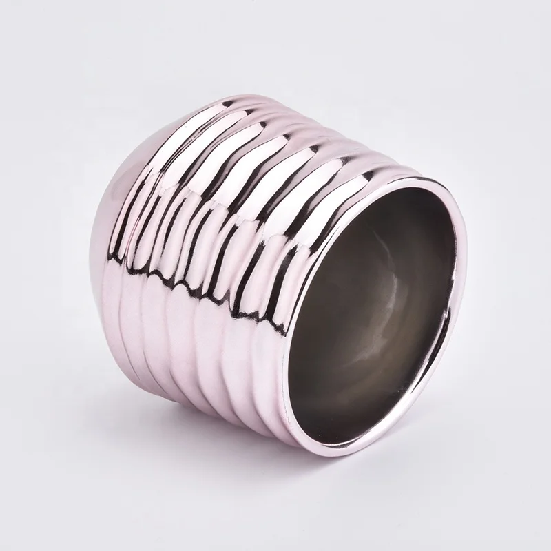 Pink electroplating ceramic candle jar tealight candle holder home decoration