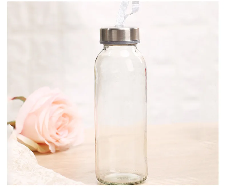 

Amazon hot sale transparency glass bottle drinking water bottle gift business custom print glass water bottle, Customized
