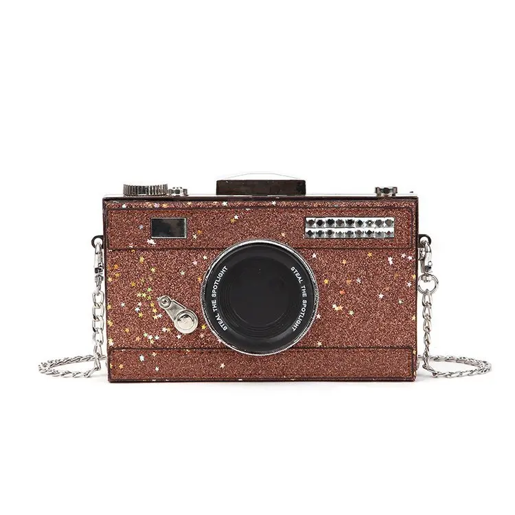 

New Design Chain Straps Camera Bag 2022 Fashion Sequins Crossbody Shoulder Bags, 4 colors