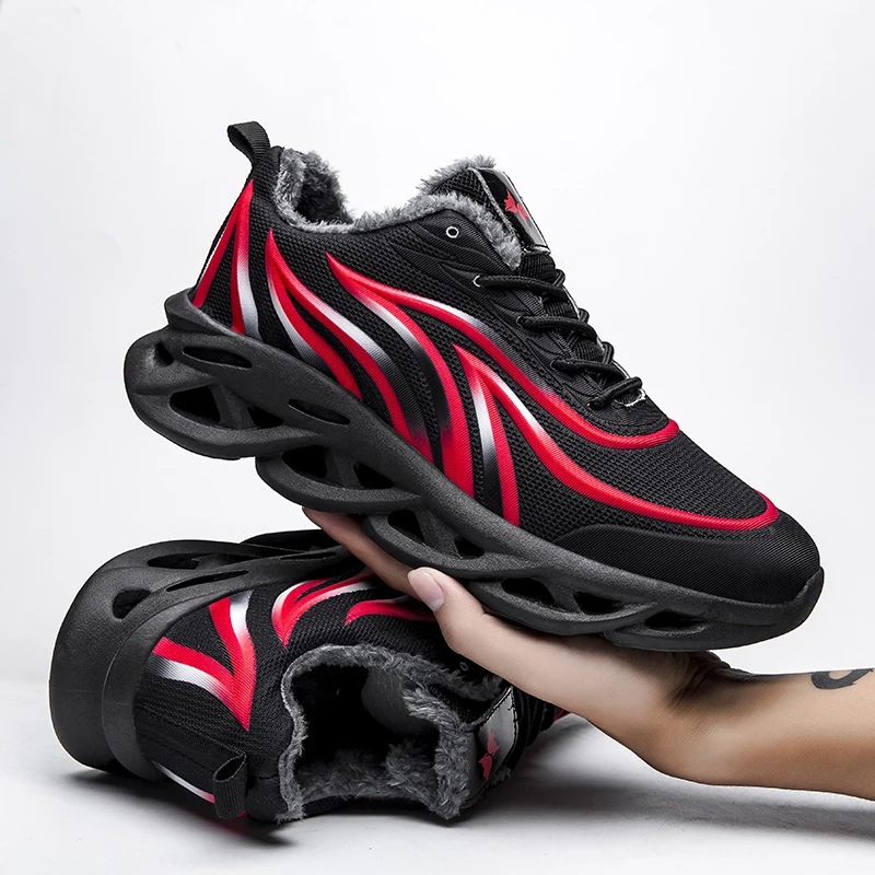 

Blade sole men running shoes flame pattern fashion trending mens sneakers
