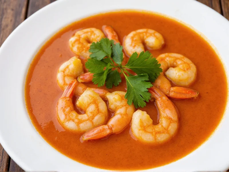 Homemade shrimp sauce in white bowl with fresh parsley