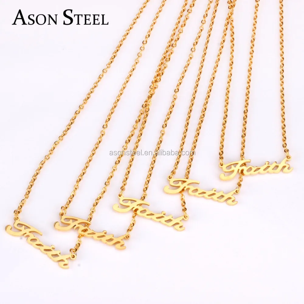 

Stainless Steel Faith Letter Word Necklace Cord Metal Necklace Wholesale Stocks