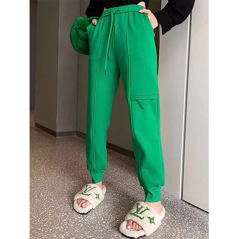 

2022 New Arrival Designer Casual High Quality Workout Women Custom Trouser Cotton Sports Joggers Green Drawstring Sweat pant