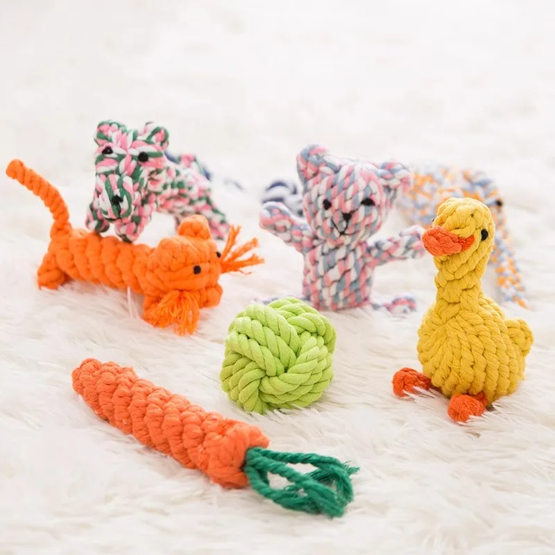 

Dog chewing rope knot braided toy golden retriever molar pet teddy chewable interactive puppy cotton rope chew dog toy