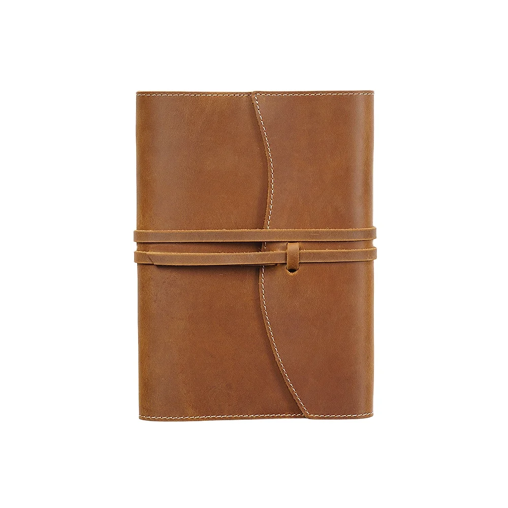 100% Genuine Leather Hardcover Loose-Leaf A5 Notebook Planner Diary Journal with Drawing Sketchbook Travel Features
