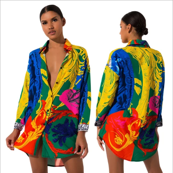 

Wholesale 2019 New Women Printed Long Sleeve Africa Vintage Blouse Shirts