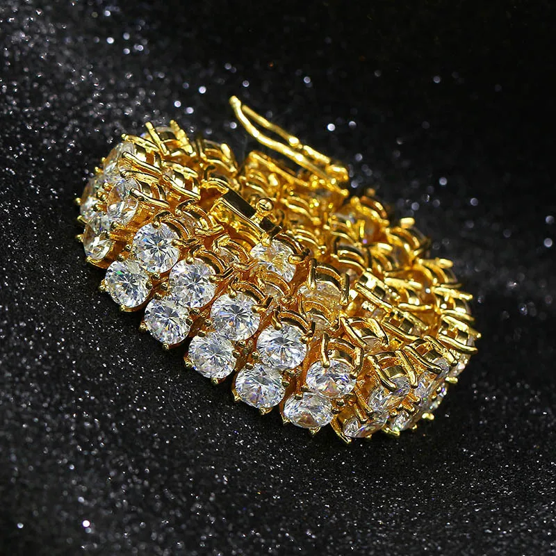 

Wholesale Iced Out Jewelry Cubic Zircon Chains 14K Gold Plated Diamond Tennis Bracelet for Women Men, Silver /gold/pink