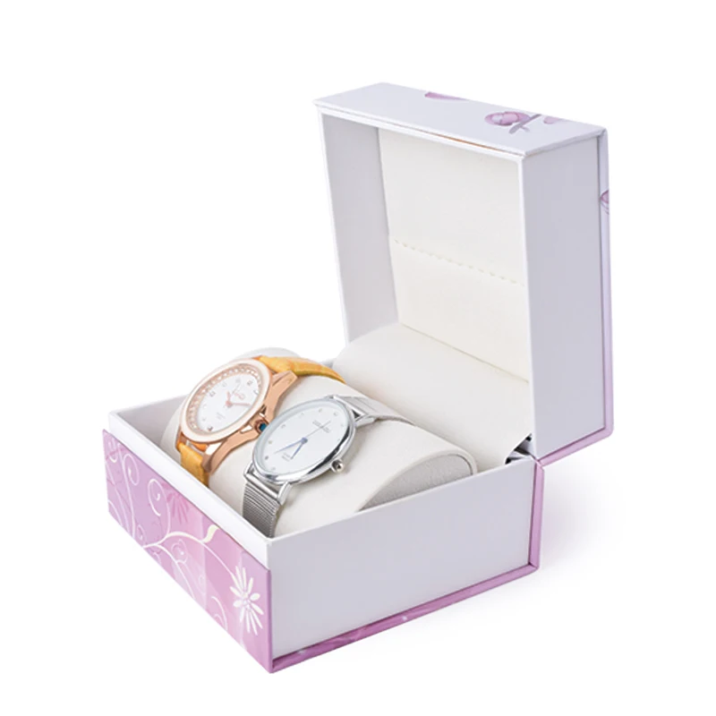 pink and white chinese style double luxury cardboard paper watches strap boxes gift watch packaging box