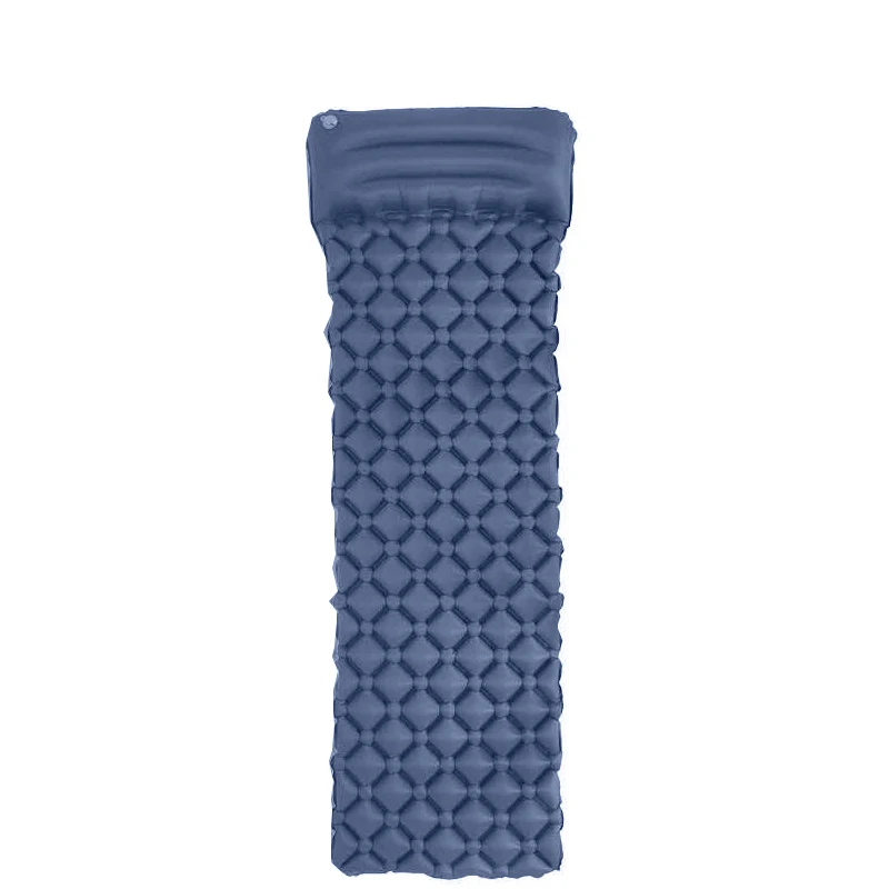 

top selling of outdoor inflatable pad nylon TPU with pillow portable camping pad portable camping mat air mattress, Blue orange green