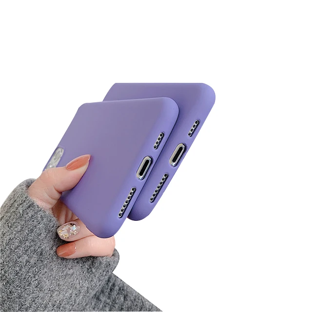 

Customized logo simple purple case for iPhone phone solid color multi-model cell phone case