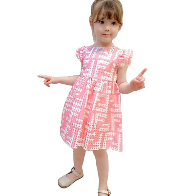 

New fashion 100%cotton summer girls short sleeve O-Neck dress baby clothing Princess dress free shipping's item for kids