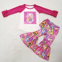 

2019 long sleeve cartoon girls tshirt clothing set wholesale children's boutique clothing baby cotton girls outfits