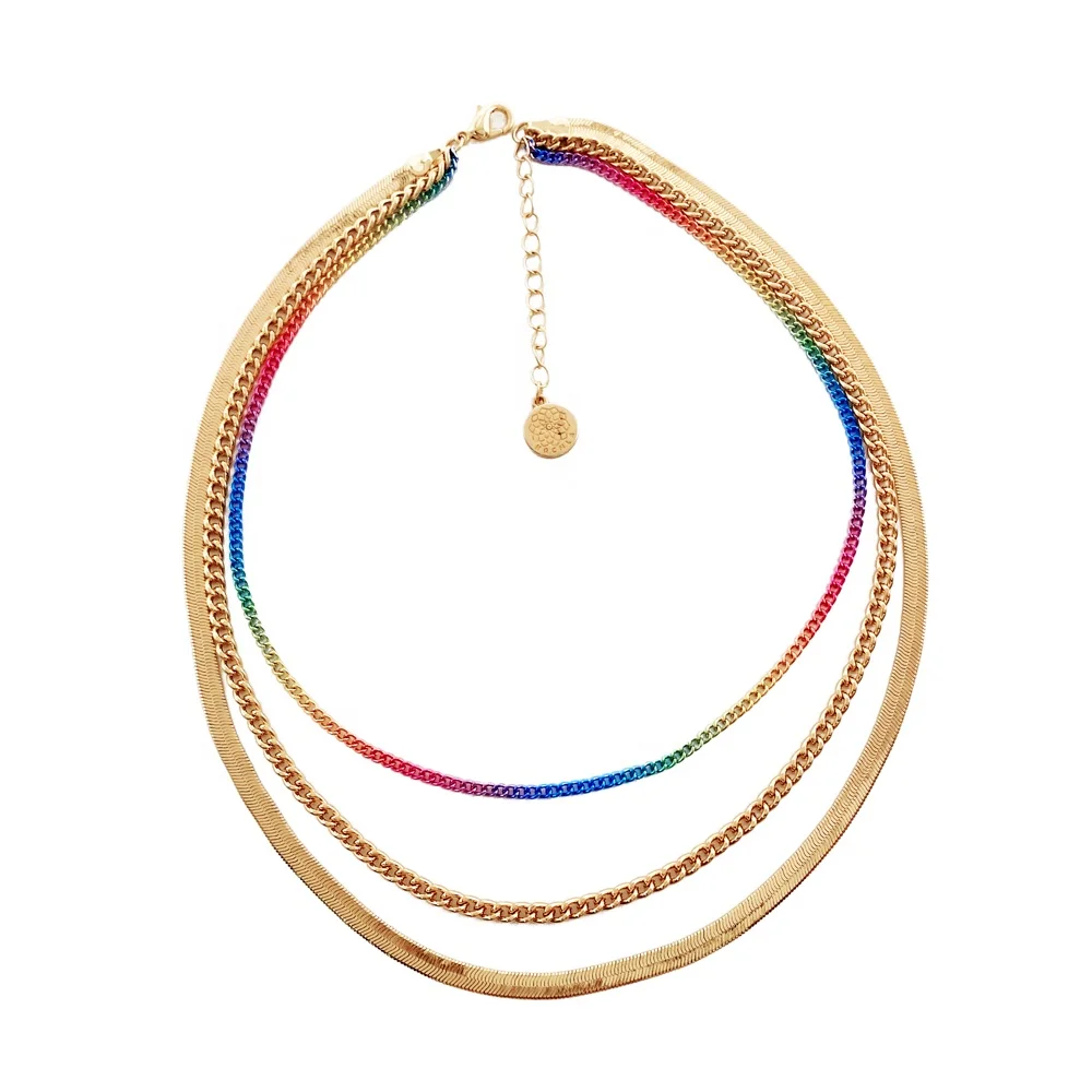 

Customized Multi-Layered Gold Plated Snake Link Chain Necklace for Women New Colorful Fashion Jewelry