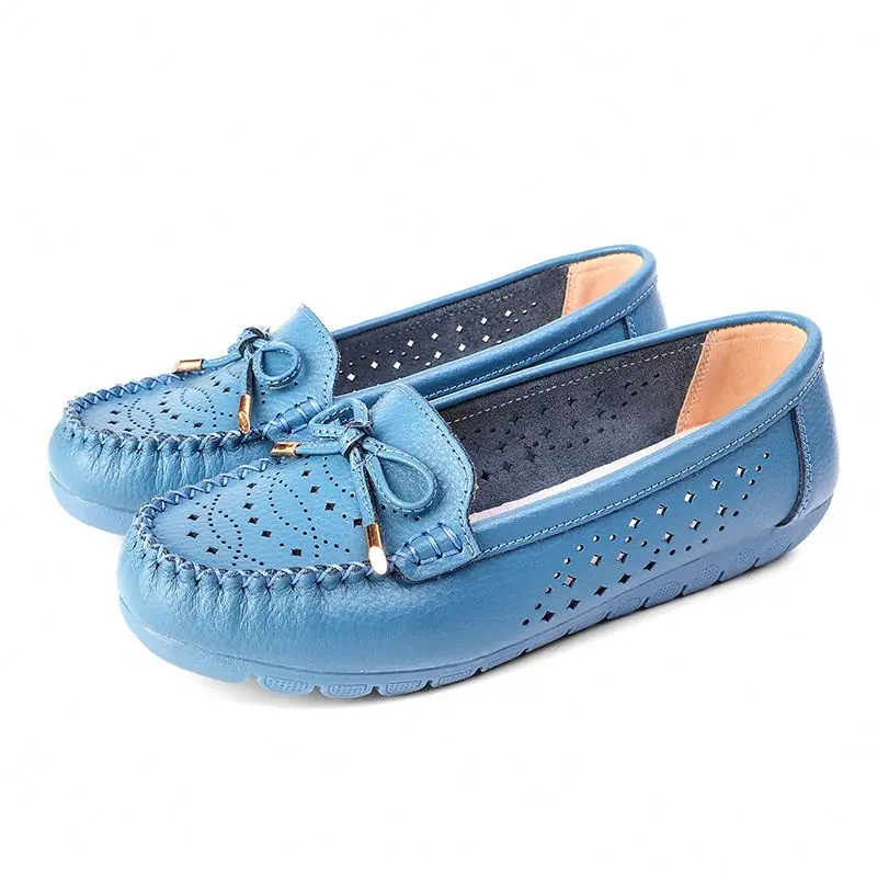

Classic Flat Genuine Leather Women Casual Walking Shoes Mother Shoes, Optional